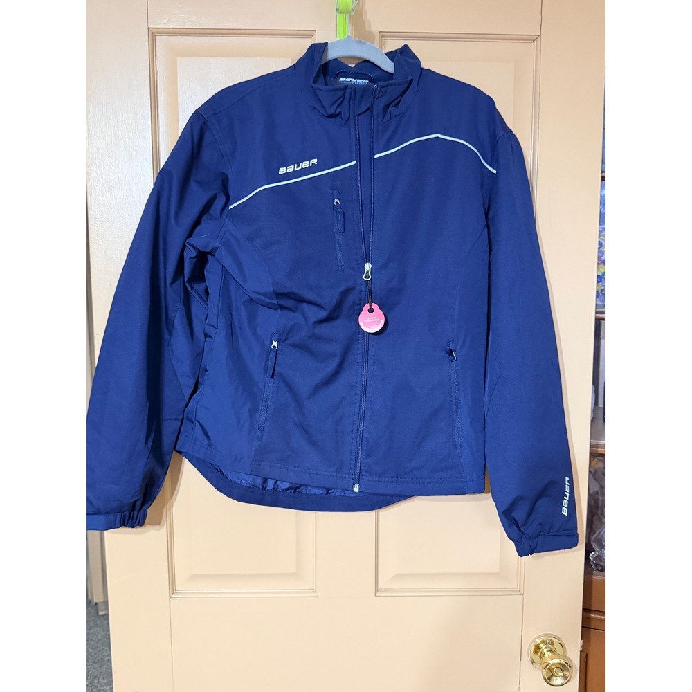 Bauer Womens Light Weight Warmup Jacket Navy Blue Full Zip Hockey Senior M NEW